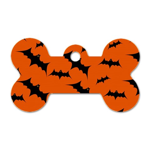 Halloween Card With Bats Flying Pattern Dog Tag Bone (One Side) from ArtsNow.com Front