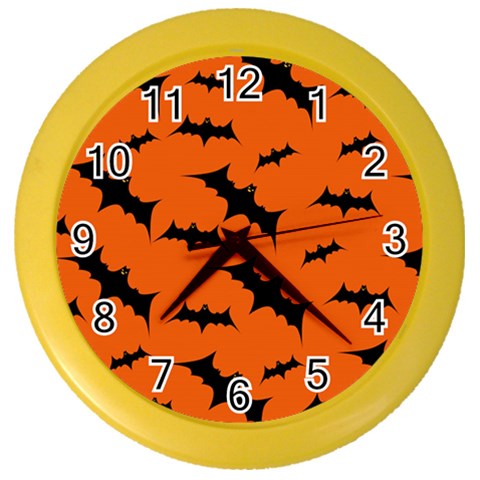 Halloween Card With Bats Flying Pattern Color Wall Clock from ArtsNow.com Front