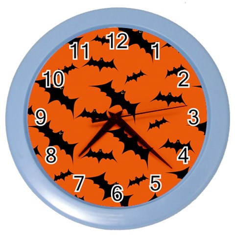 Halloween Card With Bats Flying Pattern Color Wall Clock from ArtsNow.com Front