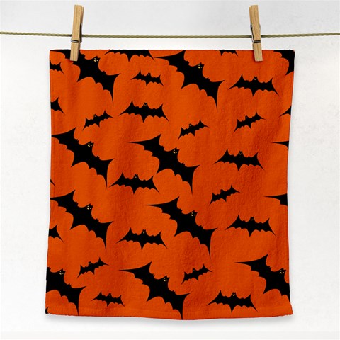 Halloween Card With Bats Flying Pattern Face Towel from ArtsNow.com Front