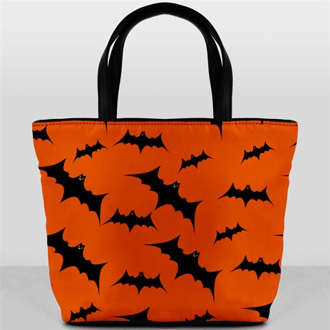 Halloween Card With Bats Flying Pattern Bucket Bag from ArtsNow.com Front