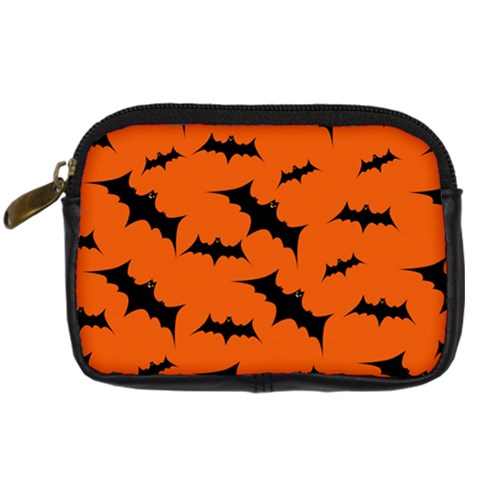 Halloween Card With Bats Flying Pattern Digital Camera Leather Case from ArtsNow.com Front