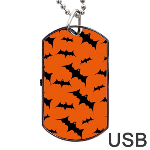 Halloween Card With Bats Flying Pattern Dog Tag USB Flash (One Side) from ArtsNow.com Front