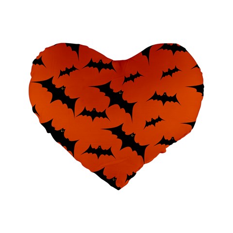 Halloween Card With Bats Flying Pattern Standard 16  Premium Heart Shape Cushions from ArtsNow.com Front