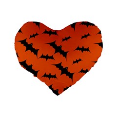 Halloween Card With Bats Flying Pattern Standard 16  Premium Heart Shape Cushions from ArtsNow.com Back