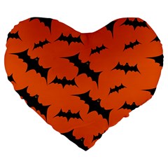 Halloween Card With Bats Flying Pattern Large 19  Premium Heart Shape Cushions from ArtsNow.com Front