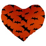 Halloween Card With Bats Flying Pattern Large 19  Premium Heart Shape Cushions