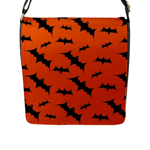Halloween Card With Bats Flying Pattern Flap Closure Messenger Bag (L) from ArtsNow.com Front
