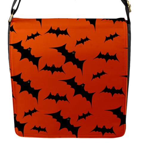 Halloween Card With Bats Flying Pattern Flap Closure Messenger Bag (S) from ArtsNow.com Front