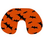 Halloween Card With Bats Flying Pattern Travel Neck Pillow