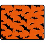Halloween Card With Bats Flying Pattern Two Sides Fleece Blanket (Medium)