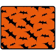 Halloween Card With Bats Flying Pattern Two Sides Fleece Blanket (Medium) from ArtsNow.com 58.8 x47.4  Blanket Back