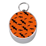 Halloween Card With Bats Flying Pattern Mini Silver Compasses