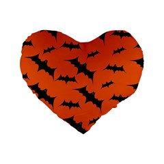 Halloween Card With Bats Flying Pattern Standard 16  Premium Flano Heart Shape Cushions from ArtsNow.com Front