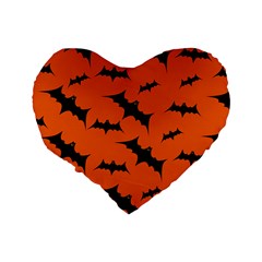 Halloween Card With Bats Flying Pattern Standard 16  Premium Flano Heart Shape Cushions from ArtsNow.com Back