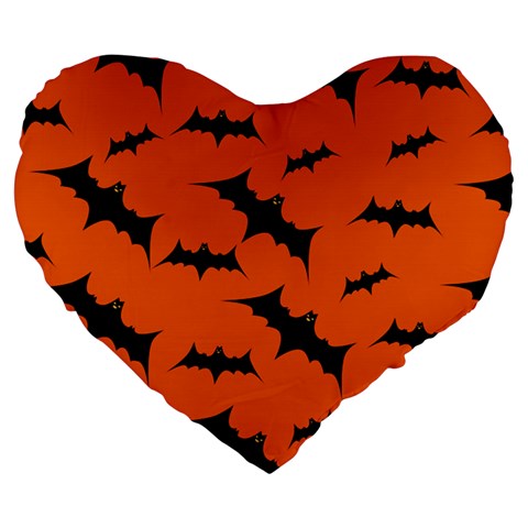 Halloween Card With Bats Flying Pattern Large 19  Premium Flano Heart Shape Cushions from ArtsNow.com Front