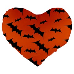 Halloween Card With Bats Flying Pattern Large 19  Premium Flano Heart Shape Cushions from ArtsNow.com Front
