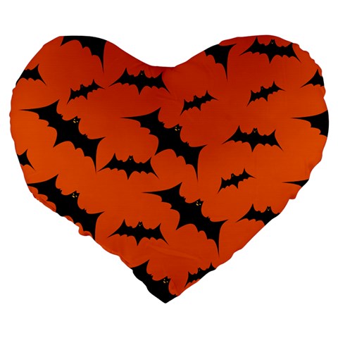 Halloween Card With Bats Flying Pattern Large 19  Premium Flano Heart Shape Cushions from ArtsNow.com Back