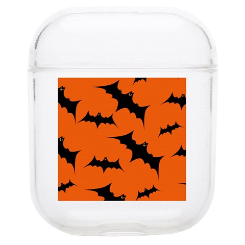 Halloween Card With Bats Flying Pattern Soft TPU AirPods 1/2 Case from ArtsNow.com Front