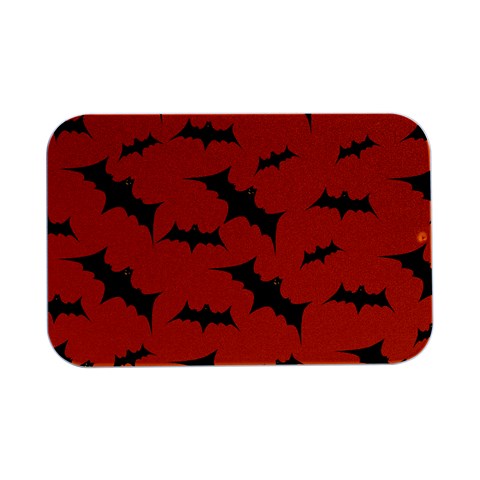 Halloween Card With Bats Flying Pattern Open Lid Metal Box (Silver)   from ArtsNow.com Front