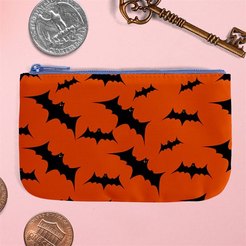 Halloween Card With Bats Flying Pattern Large Coin Purse from ArtsNow.com Front