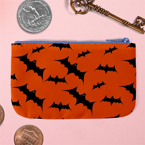 Halloween Card With Bats Flying Pattern Large Coin Purse from ArtsNow.com Back