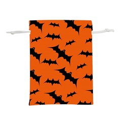 Halloween Card With Bats Flying Pattern Lightweight Drawstring Pouch (S) from ArtsNow.com Back