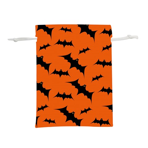 Halloween Card With Bats Flying Pattern Lightweight Drawstring Pouch (L) from ArtsNow.com Front