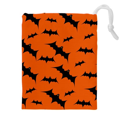 Halloween Card With Bats Flying Pattern Drawstring Pouch (5XL) from ArtsNow.com Front