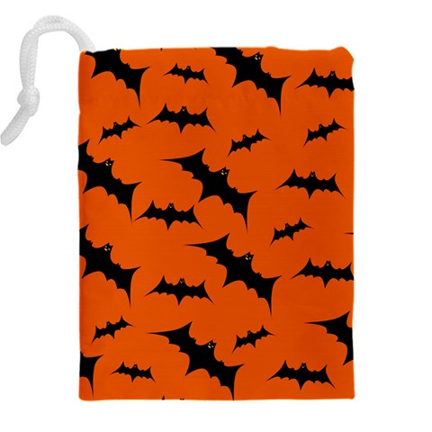 Halloween Card With Bats Flying Pattern Drawstring Pouch (5XL) from ArtsNow.com Back