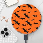 Halloween Card With Bats Flying Pattern Wireless Fast Charger(White)