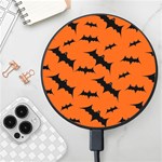 Halloween Card With Bats Flying Pattern Wireless Fast Charger(Black)
