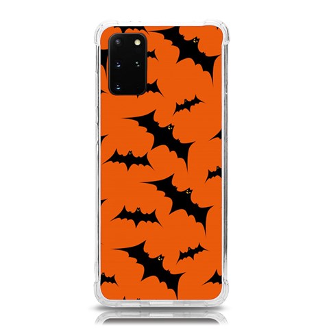 Halloween Card With Bats Flying Pattern Samsung Galaxy S20Plus 6.7 Inch TPU UV Case from ArtsNow.com Front
