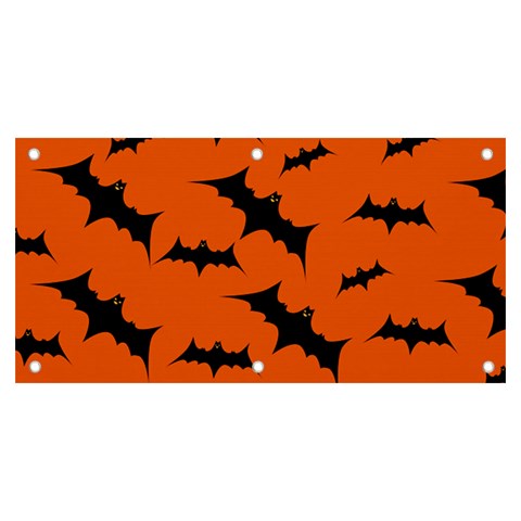 Halloween Card With Bats Flying Pattern Banner and Sign 6  x 3  from ArtsNow.com Front