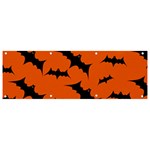 Halloween Card With Bats Flying Pattern Banner and Sign 9  x 3 