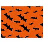 Halloween Card With Bats Flying Pattern Two Sides Premium Plush Fleece Blanket (Extra Small)