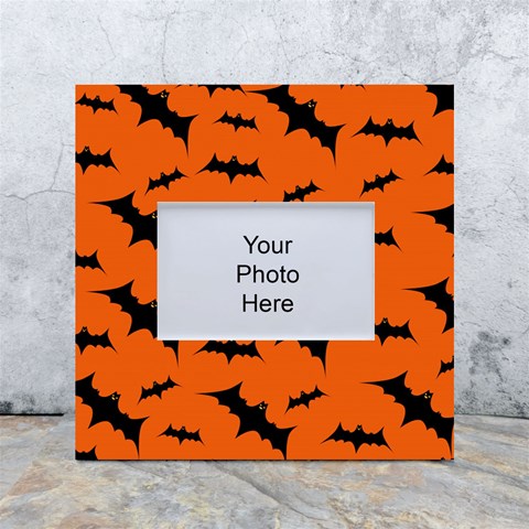 Halloween Card With Bats Flying Pattern White Box Photo Frame 4  x 6  from ArtsNow.com Front