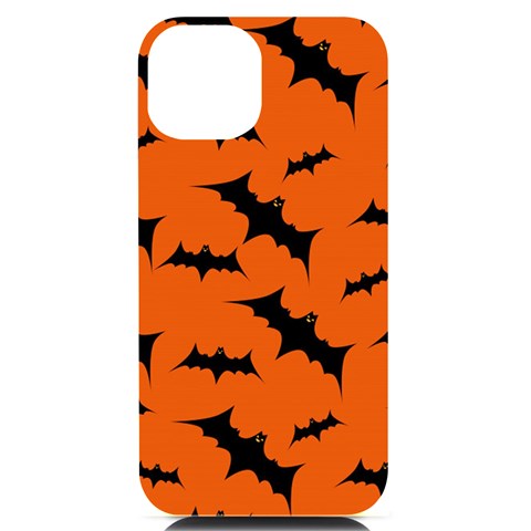 Halloween Card With Bats Flying Pattern iPhone 14 Black UV Print Case from ArtsNow.com Front