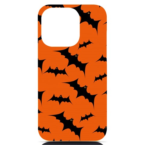 Halloween Card With Bats Flying Pattern iPhone 14 Pro Black UV Print Case from ArtsNow.com Front