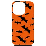 Halloween Card With Bats Flying Pattern iPhone 14 Pro Black UV Print Case