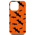 Halloween Card With Bats Flying Pattern iPhone 14 Pro Max Black UV Print Case