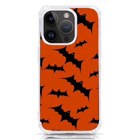 Halloween Card With Bats Flying Pattern iPhone 14 Pro TPU UV Print Case from ArtsNow.com Front
