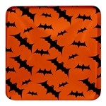 Halloween Card With Bats Flying Pattern Square Glass Fridge Magnet (4 pack)