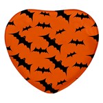 Halloween Card With Bats Flying Pattern Heart Glass Fridge Magnet (4 pack)