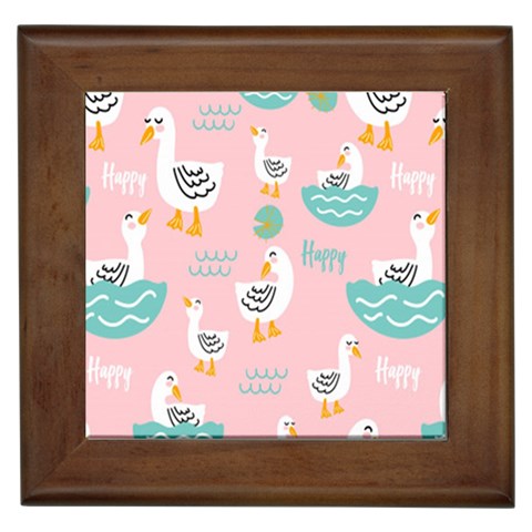 Cute Owl Doodles With Moon Star Seamless Pattern Framed Tile from ArtsNow.com Front