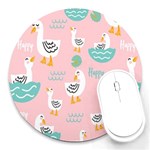 Cute Owl Doodles With Moon Star Seamless Pattern Round Mousepad
