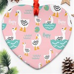 Cute Owl Doodles With Moon Star Seamless Pattern Ornament (Heart)