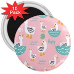 Cute Owl Doodles With Moon Star Seamless Pattern 3  Magnets (10 pack) 
