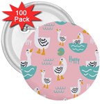 Cute Owl Doodles With Moon Star Seamless Pattern 3  Buttons (100 pack) 