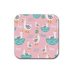Cute Owl Doodles With Moon Star Seamless Pattern Rubber Coaster (Square)